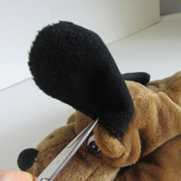 Brown Bassett Hound Dog Puppy with Black ears 7" long spotted nose PLUSH - Picture 4 of 10